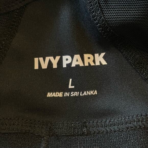 IVY PARK NWOT COLOR BLOCK LOGO BLACK MESH LINED SPORTS BRA LARGE - Picture 9 of 11